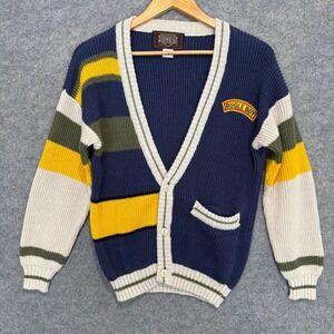 Vintage Bugle Boy Cardigan Sweater Womens Small 8-10 Collegiate 90s Chunky Knit